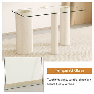 English Elm Only Tempered Glass Rectangular Table Top Clear Polished Panel for Dining and Kitchen W1151P209959