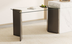 English Elm Only Tempered Glass Rectangular Table Top Clear Polished Panel for Dining and Kitchen W1151P209959