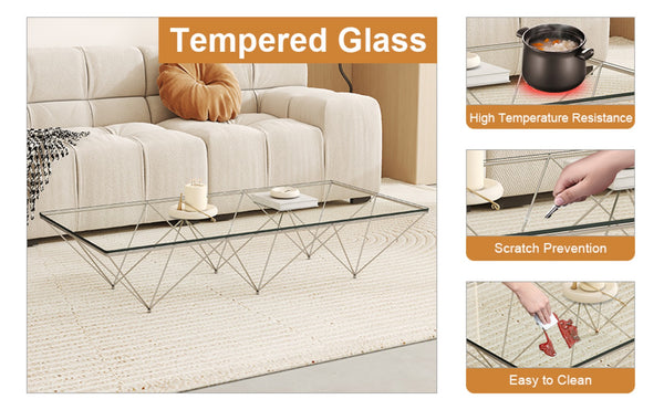 English Elm Only Tempered Glass Rectangular Table Top Clear Polished Panel for Dining and Kitchen W1151P209959