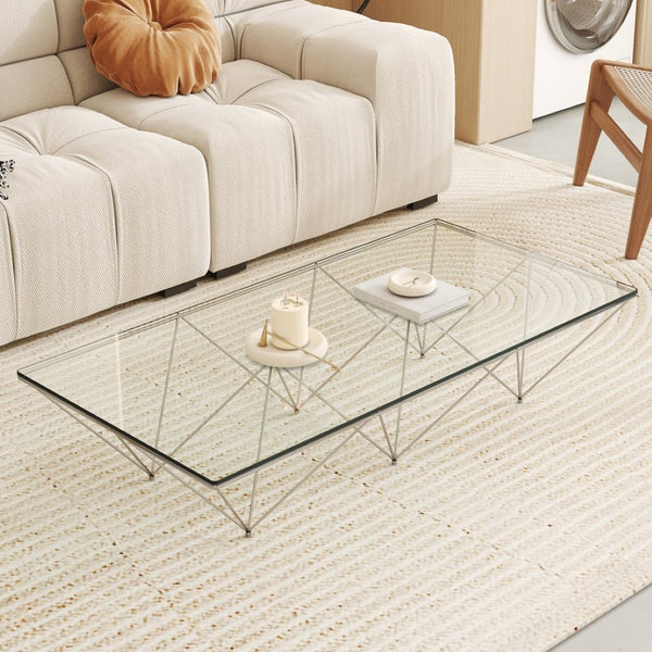English Elm Only Tempered Glass Rectangular Table Top Clear Polished Panel for Dining and Kitchen W1151P209959