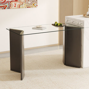 English Elm Only Tempered Glass Rectangular Table Top Clear Polished Panel for Dining and Kitchen W1151P209959