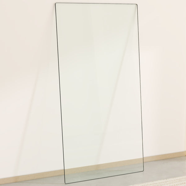 English Elm Only Tempered Glass Rectangular Table Top Clear Polished Panel for Dining and Kitchen W1151P209959