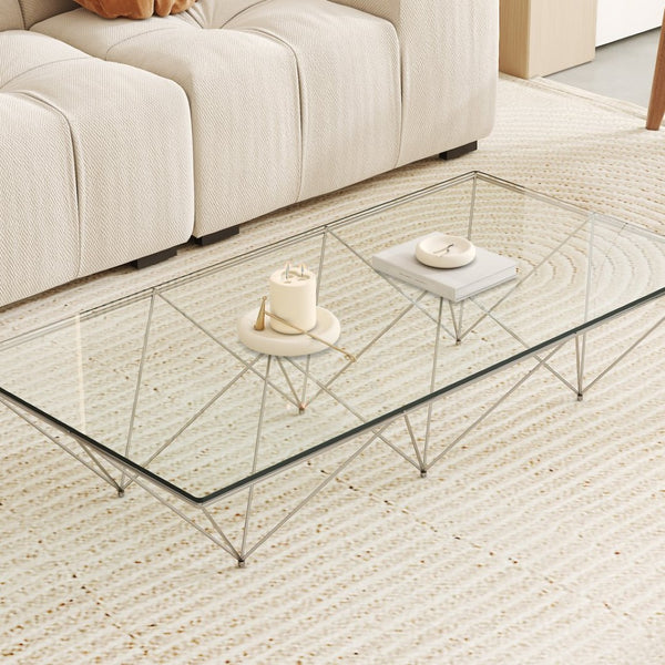 English Elm Only Tempered Glass Rectangular Table Top Clear Polished Panel for Dining and Kitchen W1151P209959