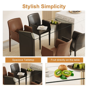 English Elm Only Tempered Glass Rectangular Table Top Clear Polished Panel for Dining and Kitchen W1151P209959