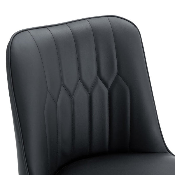 English Elm Modern Black PU Leather Bar Stools Set of 2 with Gold Accent Ring and Footrest W1151P210453