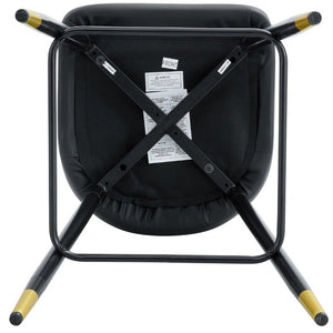 English Elm Modern Black PU Leather Bar Stools Set of 2 with Gold Accent Ring and Footrest W1151P210453