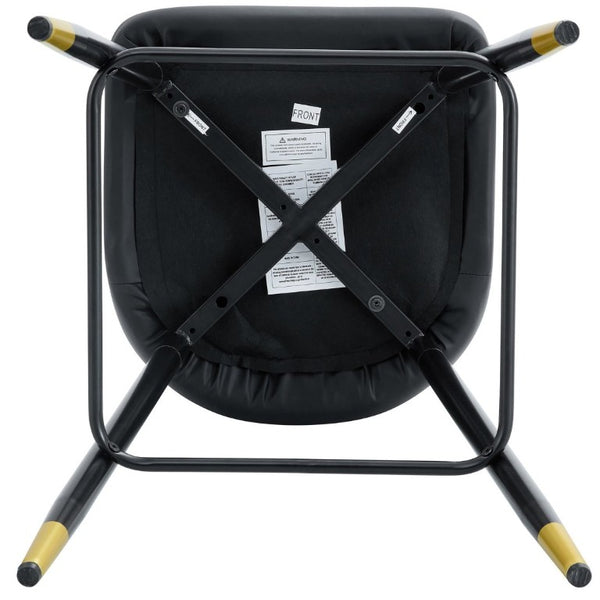 English Elm Modern Black PU Leather Bar Stools Set of 2 with Gold Accent Ring and Footrest W1151P210453