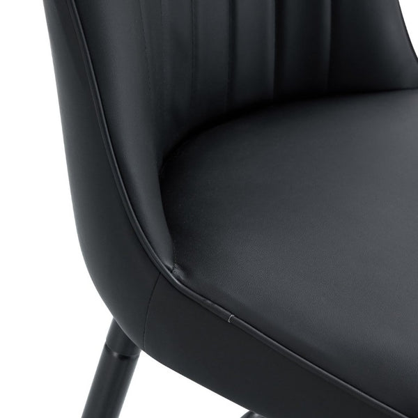 English Elm Modern Black PU Leather Bar Stools Set of 2 with Gold Accent Ring and Footrest W1151P210453