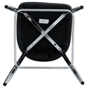 English Elm Modern Black Faux Leather Bar Stools Set of 2 with Silver Metal Legs and Footrest W1151P211979