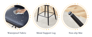 English Elm Modern Pu Leather Channel Back Barstools Set of Two for Kitchen Island or Home Bar Black W1151P212004