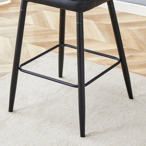 English Elm Modern Pu Leather Channel Back Barstools Set of Two for Kitchen Island or Home Bar Black W1151P212004