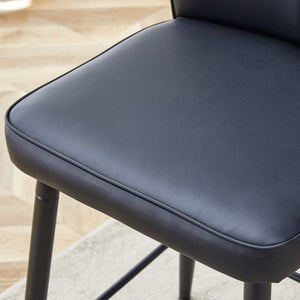 English Elm Modern Pu Leather Channel Back Barstools Set of Two for Kitchen Island or Home Bar Black W1151P212004