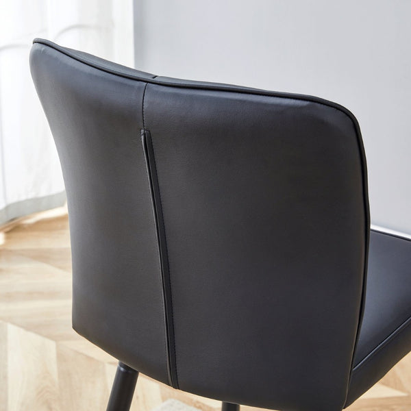 English Elm Modern Pu Leather Channel Back Barstools Set of Two for Kitchen Island or Home Bar Black W1151P212004