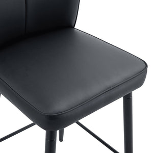 English Elm Modern Pu Leather Channel Back Barstools Set of Two for Kitchen Island or Home Bar Black W1151P212004