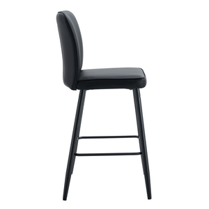 English Elm Modern Pu Leather Channel Back Barstools Set of Two for Kitchen Island or Home Bar Black W1151P212004
