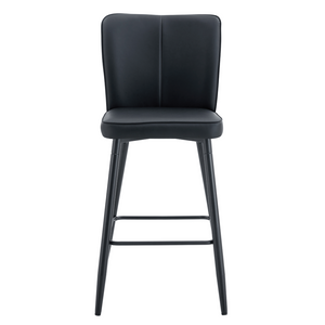 English Elm Modern Pu Leather Channel Back Barstools Set of Two for Kitchen Island or Home Bar Black W1151P212004