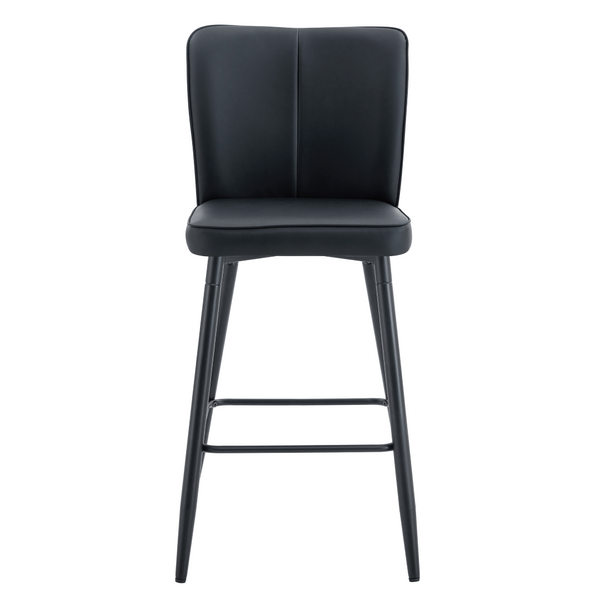 English Elm Modern Pu Leather Channel Back Barstools Set of Two for Kitchen Island or Home Bar Black W1151P212004