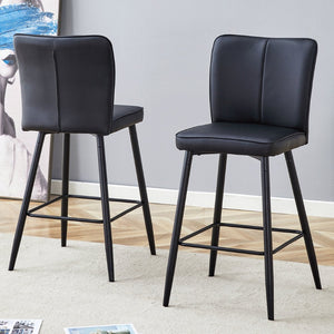 English Elm Modern Pu Leather Channel Back Barstools Set of Two for Kitchen Island or Home Bar Black W1151P212004