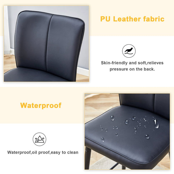 English Elm Modern Pu Leather Channel Back Barstools Set of Two for Kitchen Island or Home Bar Black W1151P212004