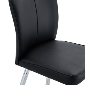 English Elm Modern Pu Leather Channel Back Barstools Set of Two for Kitchen Island or Home Bar Black+Silver W1151P212008