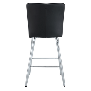 English Elm Modern Pu Leather Channel Back Barstools Set of Two for Kitchen Island or Home Bar Black+Silver W1151P212008
