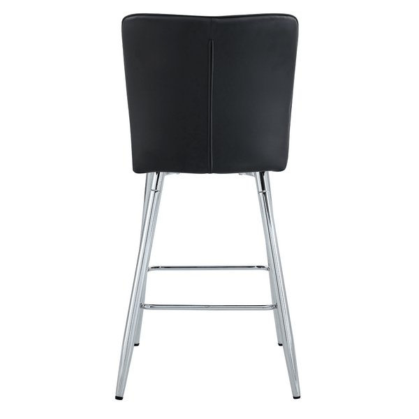 English Elm Modern Pu Leather Channel Back Barstools Set of Two for Kitchen Island or Home Bar Black+Silver W1151P212008