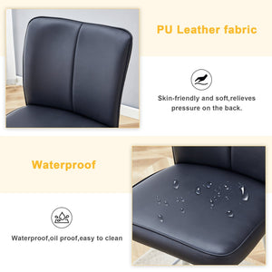 English Elm Modern Pu Leather Channel Back Barstools Set of Two for Kitchen Island or Home Bar Black+Silver W1151P212008
