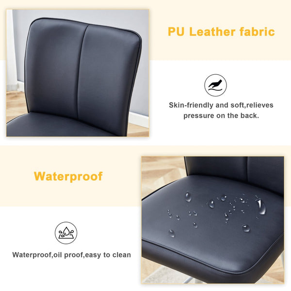 English Elm Modern Pu Leather Channel Back Barstools Set of Two for Kitchen Island or Home Bar Black+Silver W1151P212008