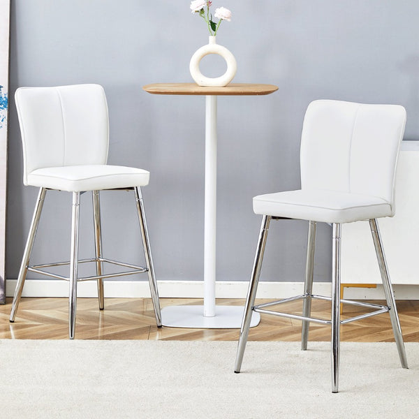 English Elm Modern Pu Leather Channel Back Barstools Set of Two for Kitchen Island or Home Bar W1151P212010