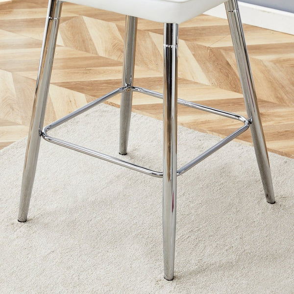 English Elm Modern Pu Leather Channel Back Barstools Set of Two for Kitchen Island or Home Bar W1151P212010