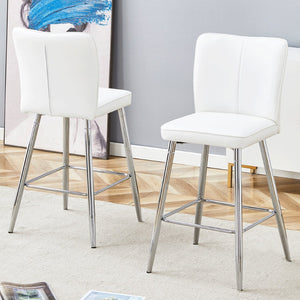English Elm Modern Pu Leather Channel Back Barstools Set of Two for Kitchen Island or Home Bar W1151P212010