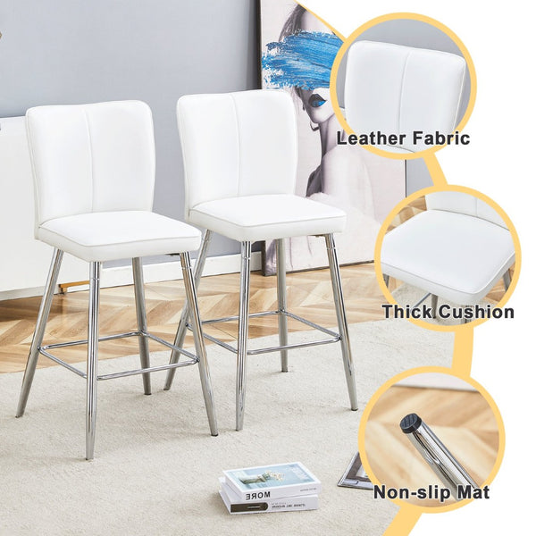 English Elm Modern Pu Leather Channel Back Barstools Set of Two for Kitchen Island or Home Bar W1151P212010