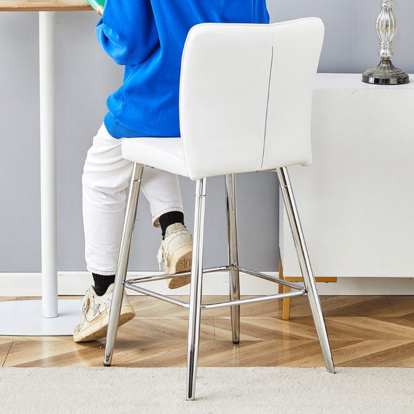 English Elm Modern Pu Leather Channel Back Barstools Set of Two for Kitchen Island or Home Bar W1151P212010