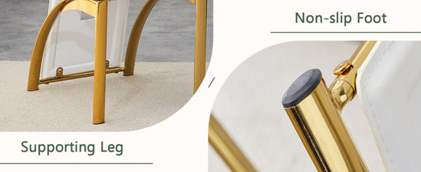 English Elm Modern Minimalist White Saddleback Dining Chairs with Golden Legs Set of 4 W1151P233616