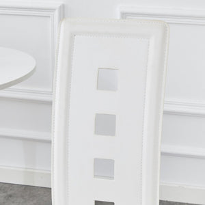 English Elm Modern Minimalist White Saddleback Dining Chairs with Golden Legs Set of 4 W1151P233616