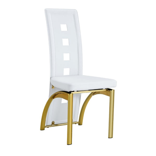English Elm Modern Minimalist White Saddleback Dining Chairs with Golden Legs Set of 4 W1151P233616