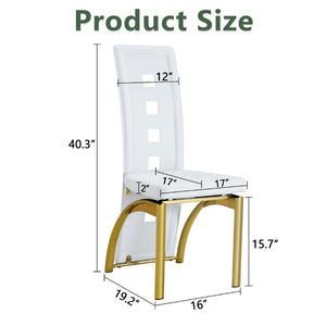 English Elm Modern Minimalist White Saddleback Dining Chairs with Golden Legs Set of 4 W1151P233616