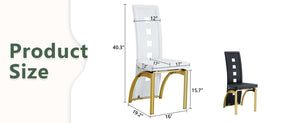 English Elm Modern Minimalist White Saddleback Dining Chairs with Golden Legs Set of 4 W1151P233616