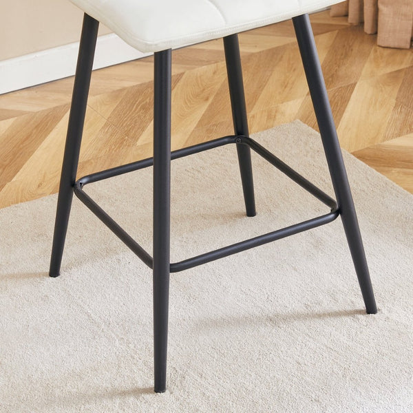English Elm Modern Pu Leather Quilted Barstool Set of Two with Matte Black Legs for Home Bar W1151P242030