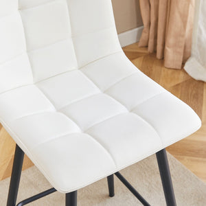 English Elm Modern Pu Leather Quilted Barstool Set of Two with Matte Black Legs for Home Bar W1151P242030