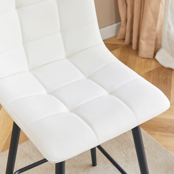 English Elm Modern Pu Leather Quilted Barstool Set of Two with Matte Black Legs for Home Bar W1151P242030