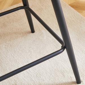 English Elm Modern Pu Leather Quilted Barstool Set of Two with Matte Black Legs for Home Bar W1151P242030