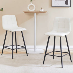 English Elm Modern Pu Leather Quilted Barstool Set of Two with Matte Black Legs for Home Bar W1151P242030