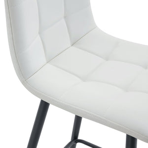 English Elm Modern Pu Leather Quilted Barstool Set of Two with Matte Black Legs for Home Bar W1151P242030