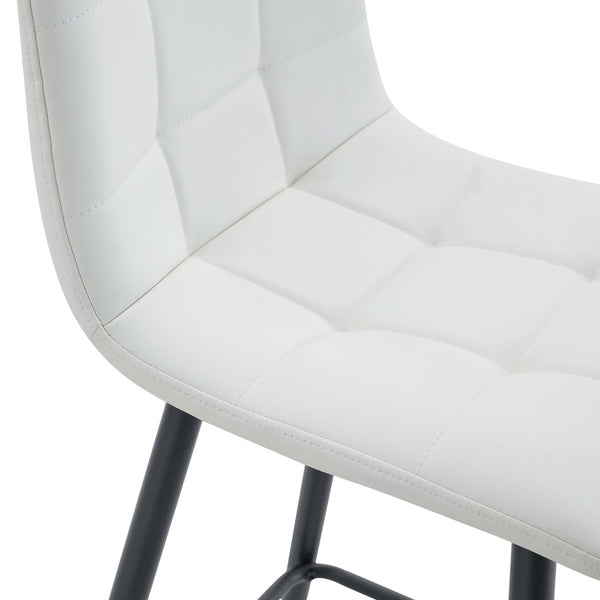 English Elm Modern Pu Leather Quilted Barstool Set of Two with Matte Black Legs for Home Bar W1151P242030