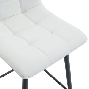 English Elm Modern Pu Leather Quilted Barstool Set of Two with Matte Black Legs for Home Bar W1151P242030