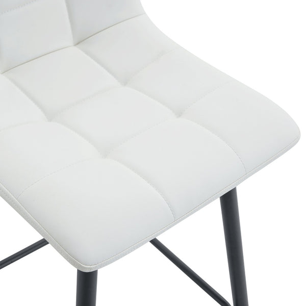 English Elm Modern Pu Leather Quilted Barstool Set of Two with Matte Black Legs for Home Bar W1151P242030