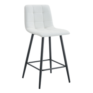 English Elm Modern Pu Leather Quilted Barstool Set of Two with Matte Black Legs for Home Bar W1151P242030