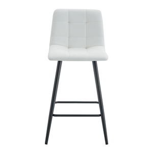 English Elm Modern Pu Leather Quilted Barstool Set of Two with Matte Black Legs for Home Bar W1151P242030