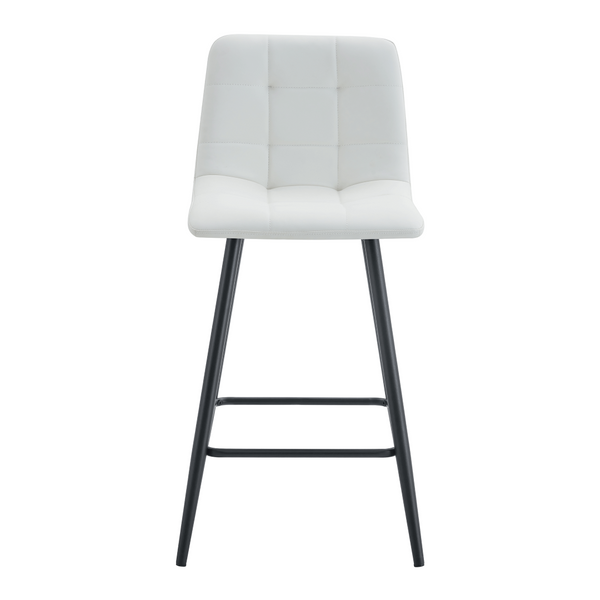English Elm Modern Pu Leather Quilted Barstool Set of Two with Matte Black Legs for Home Bar W1151P242030